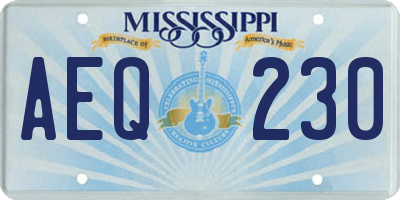MS license plate AEQ230