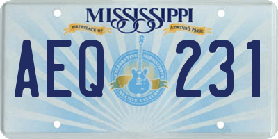 MS license plate AEQ231