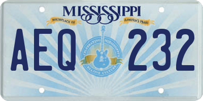 MS license plate AEQ232