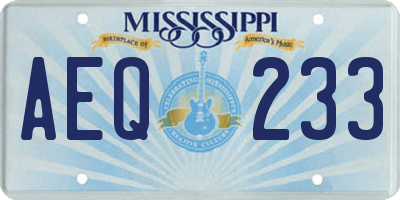 MS license plate AEQ233