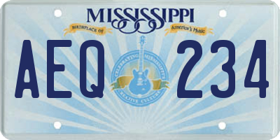 MS license plate AEQ234