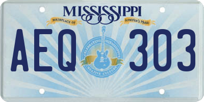 MS license plate AEQ303