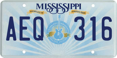 MS license plate AEQ316