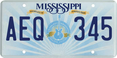 MS license plate AEQ345