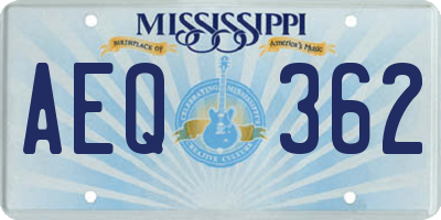 MS license plate AEQ362
