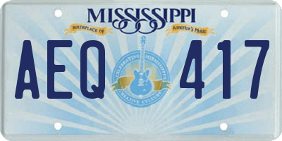 MS license plate AEQ417