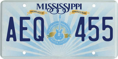 MS license plate AEQ455