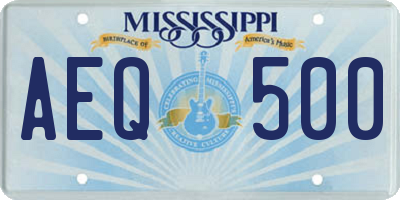 MS license plate AEQ500