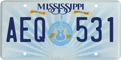 MS license plate AEQ531