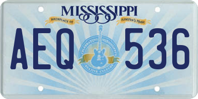 MS license plate AEQ536