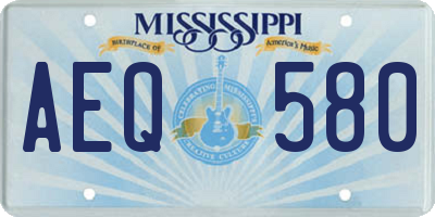 MS license plate AEQ580