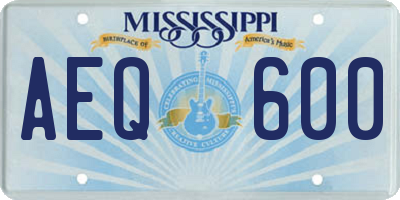 MS license plate AEQ600