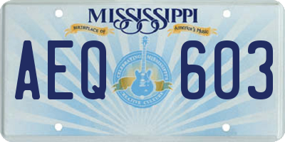 MS license plate AEQ603