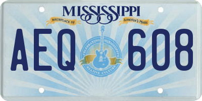 MS license plate AEQ608