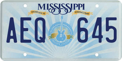 MS license plate AEQ645