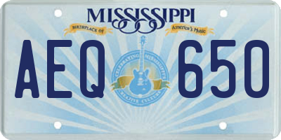 MS license plate AEQ650
