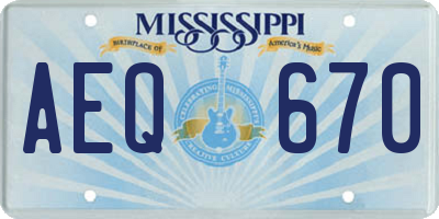 MS license plate AEQ670