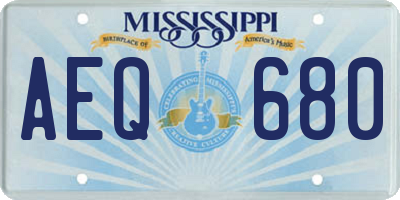 MS license plate AEQ680