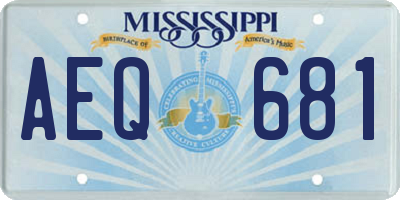 MS license plate AEQ681