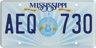 MS license plate AEQ730