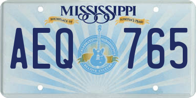 MS license plate AEQ765