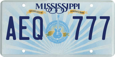 MS license plate AEQ777