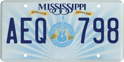 MS license plate AEQ798