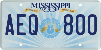 MS license plate AEQ800
