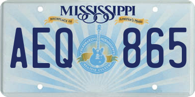 MS license plate AEQ865