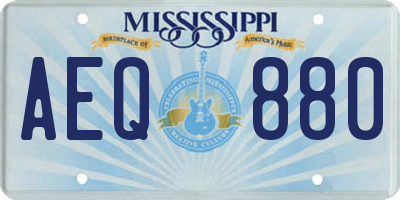 MS license plate AEQ880