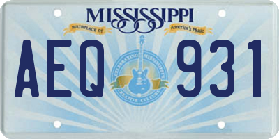 MS license plate AEQ931
