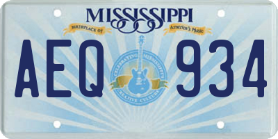 MS license plate AEQ934