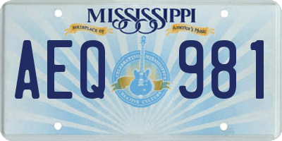 MS license plate AEQ981