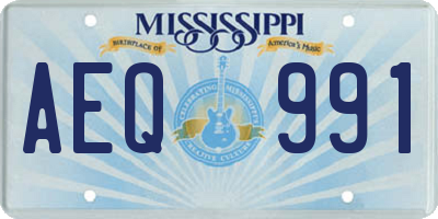 MS license plate AEQ991