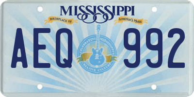 MS license plate AEQ992