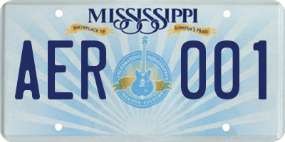 MS license plate AER001