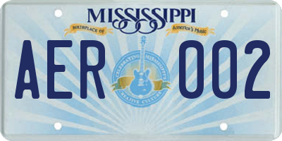 MS license plate AER002