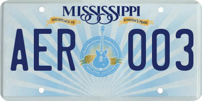 MS license plate AER003