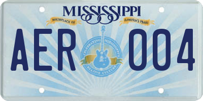 MS license plate AER004