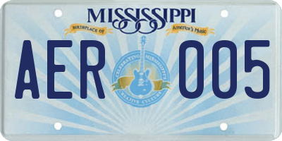 MS license plate AER005