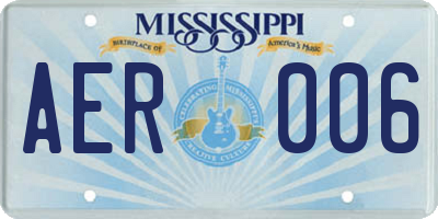 MS license plate AER006