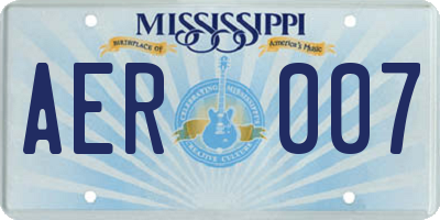 MS license plate AER007