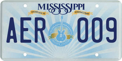 MS license plate AER009