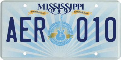 MS license plate AER010