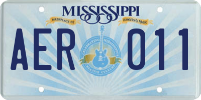 MS license plate AER011