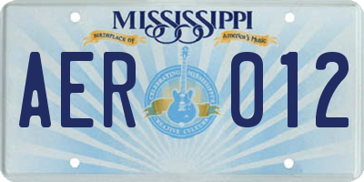 MS license plate AER012