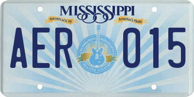 MS license plate AER015