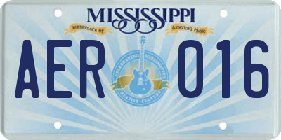 MS license plate AER016