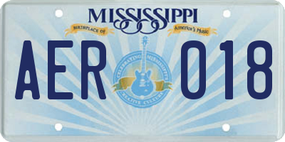 MS license plate AER018