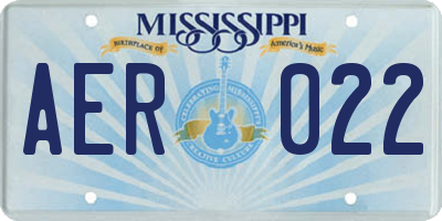MS license plate AER022